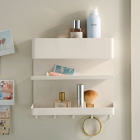 No Nails 2-Tier Beauty Cubby with Hooks