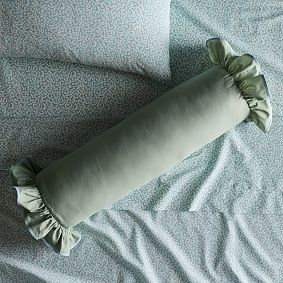 Cotton Ruffle Bolster Pillow